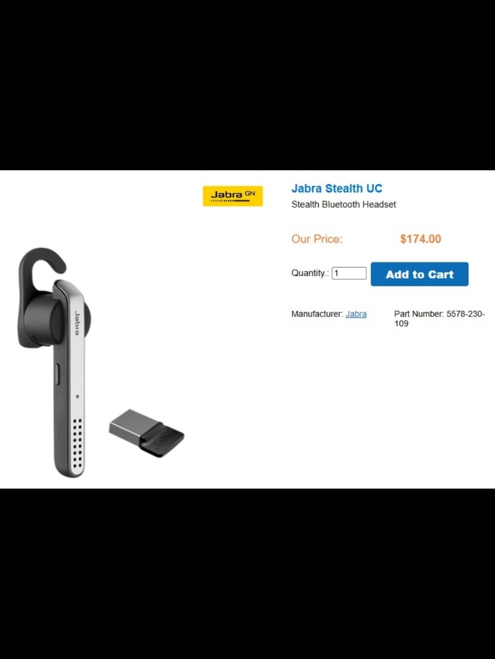 JABRA STEALTH UC BLUETOOTH HEADSET